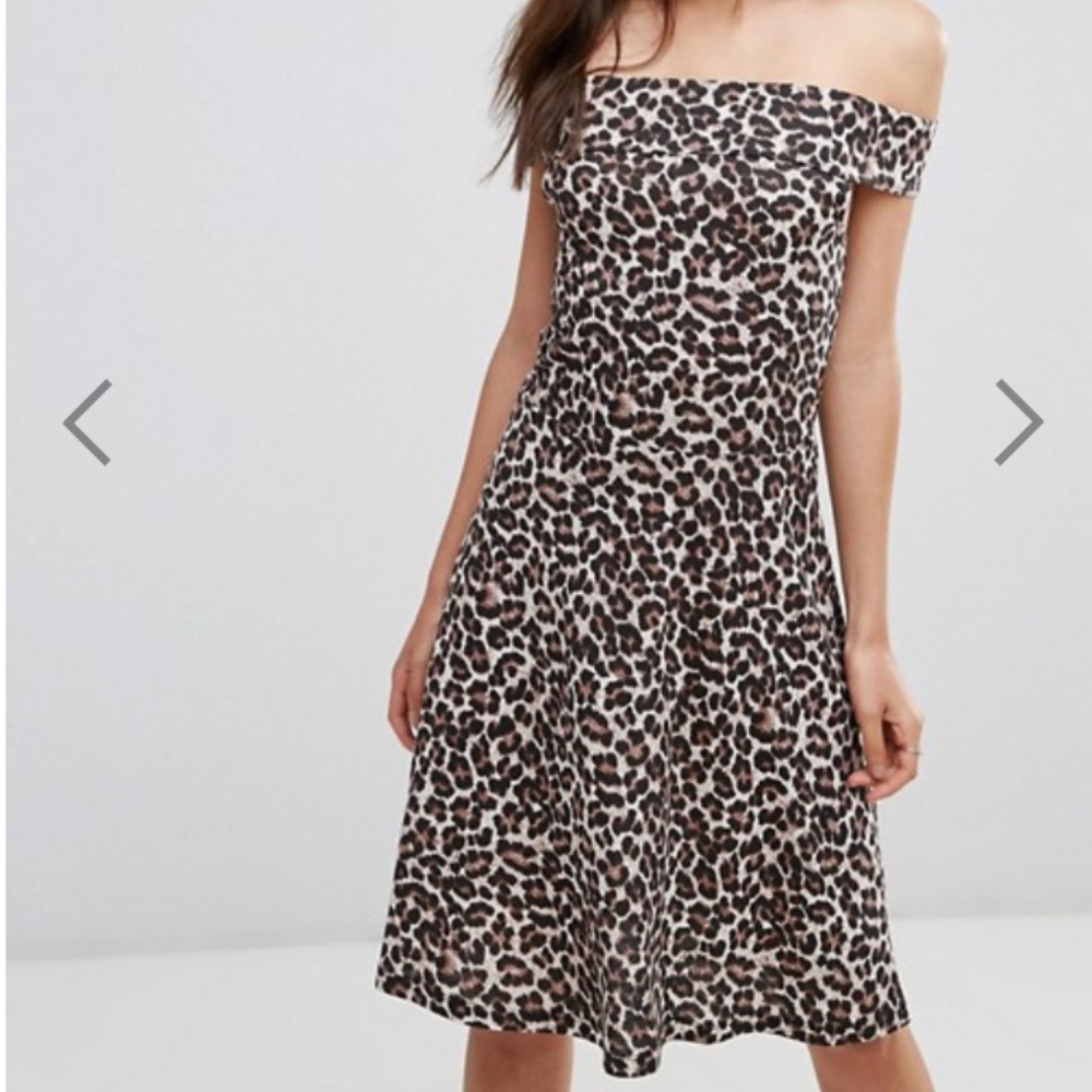 Only (from ASOS) Animal Print Off Shoulder Dress